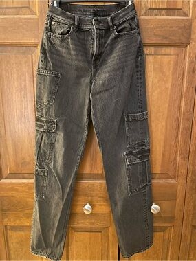 American Eagle Outfitters Black Relaxed Cargo Jeans